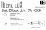 Светильник встраиваемый BASIC WIDE 15W 4000K Ideal Lux 193410 2
