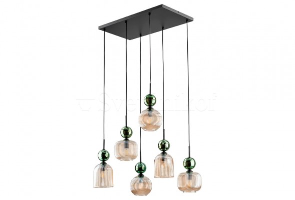 Підвісна люстра SOPHIA 6 GREEN/COGNAC TK-Lighting 11150