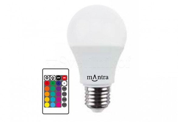 Лампа LED-RGBW 7,5W E27 3000K DIM Mantra R00141