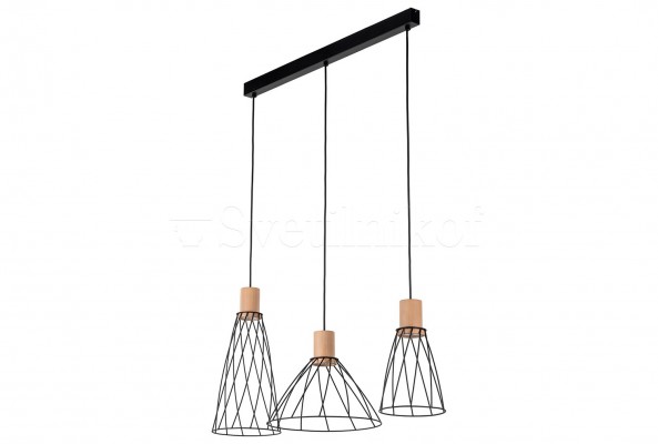Підвісна люстра MODESTO 3 BK/WOOD TK-Lighting 10158