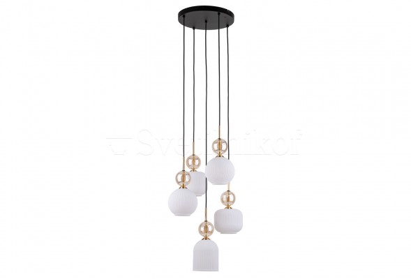 Підвісна люстра SOPHIA 5-R COGNAC/WHITE TK-Lighting 11593
