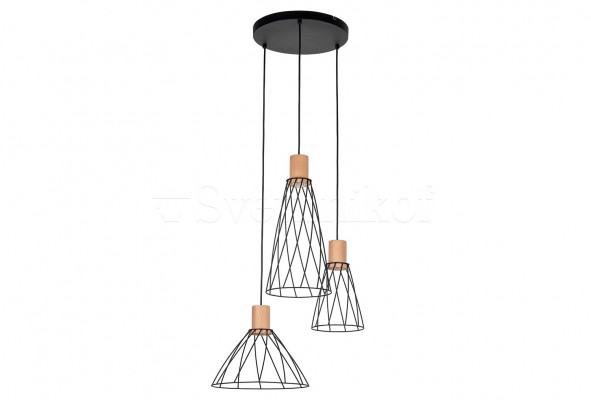 Підвісна люстра MODESTO 3-R BK/WOOD TK-Lighting 10188