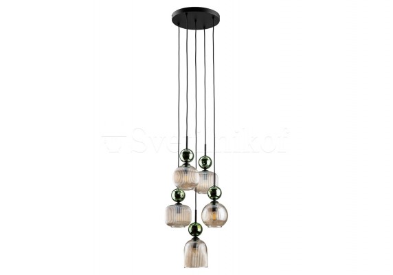 Підвісна люстра SOPHIA 5-R GREEN/COGNAC TK-Lighting 11149