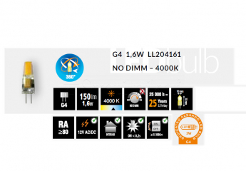 Лампа AZZARDO LED G4 1.6W 4000K LL204161