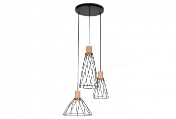 Підвісна люстра MODESTO 3-R BK/WOOD TK-Lighting 10188