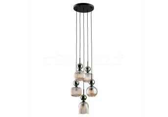 Підвісна люстра SOPHIA 5-R GREEN/COGNAC TK-Lighting 11149